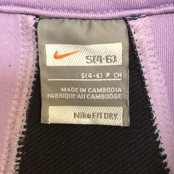 NIKE Y2K Dri-Fit Full Zip Athletic Jacket Navy Lavender Stripe Embr Swoosh S - Picture 4 of 5